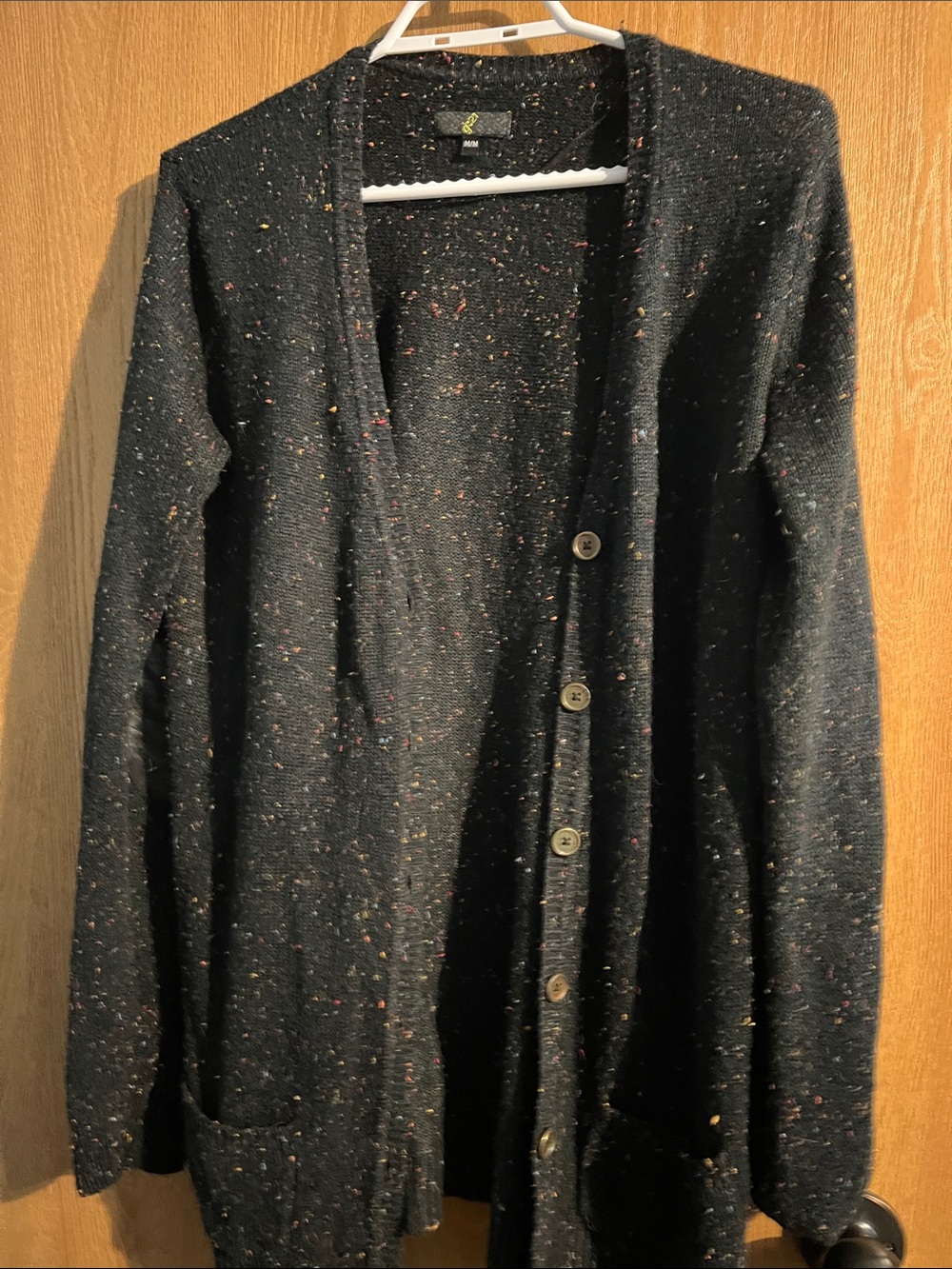 Women’s Black Flecked Button-Front Cardigan Sweater